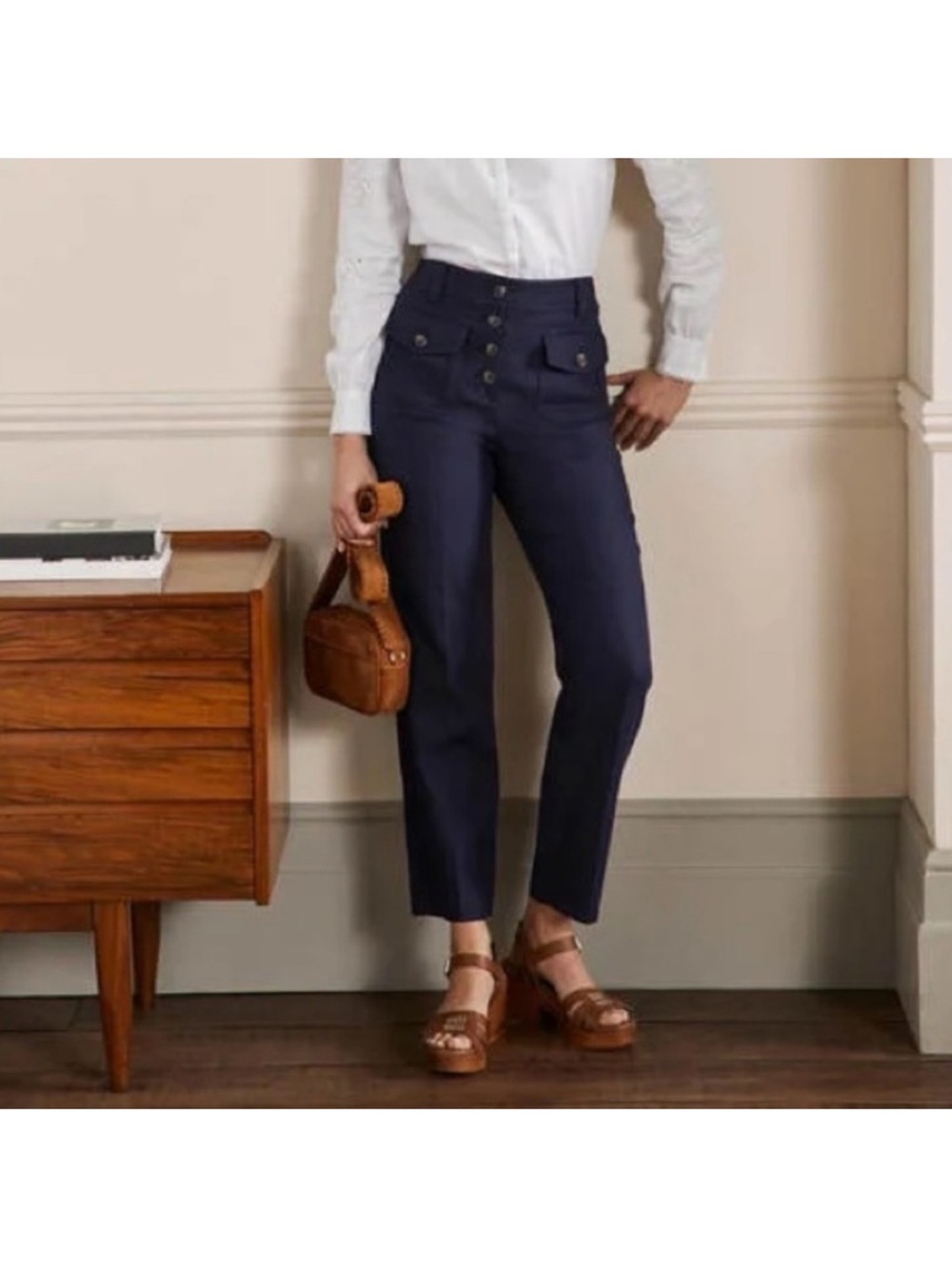 Boden Carrie High Waisted Pant in Navy EUC!